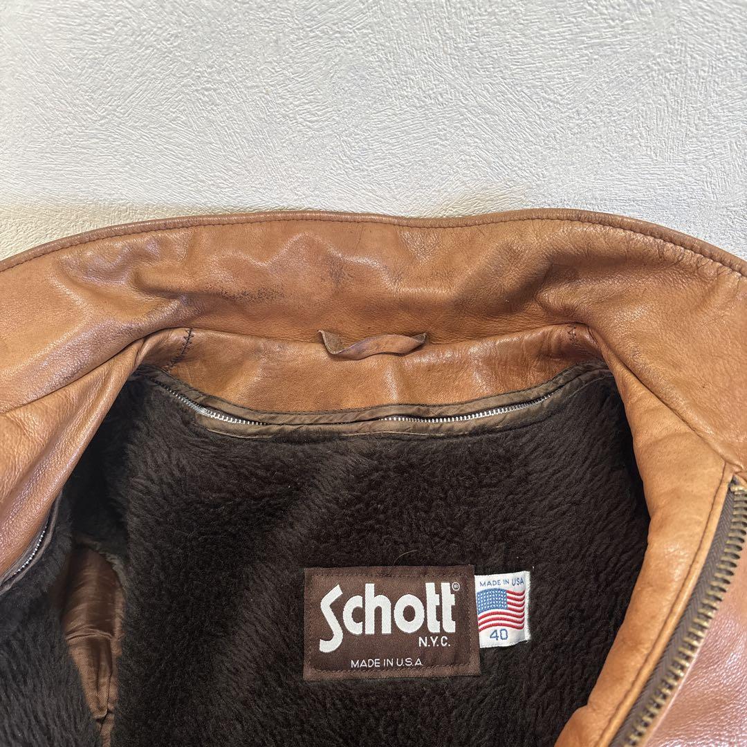 【米国製】Schott レザー ライダースジャケット 40ライナー付 本革