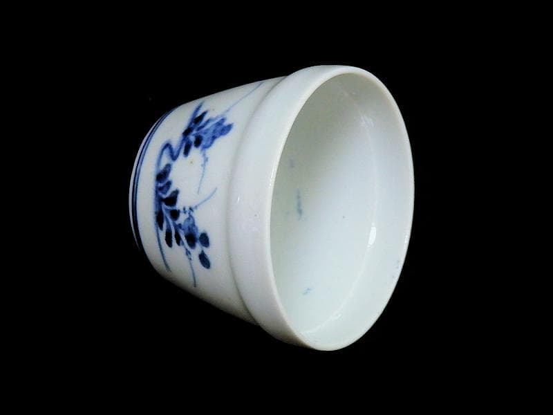 古伊万里　染付　草花紋の図　蕎麦猪口　江戸期　A1174AS-CDd