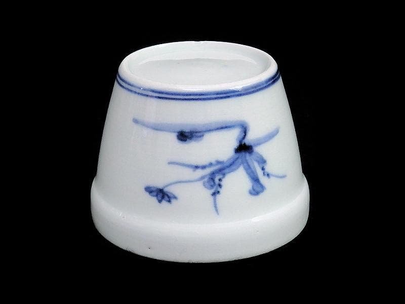 古伊万里　染付　草花紋の図　蕎麦猪口　江戸期　A1174AS-CDd