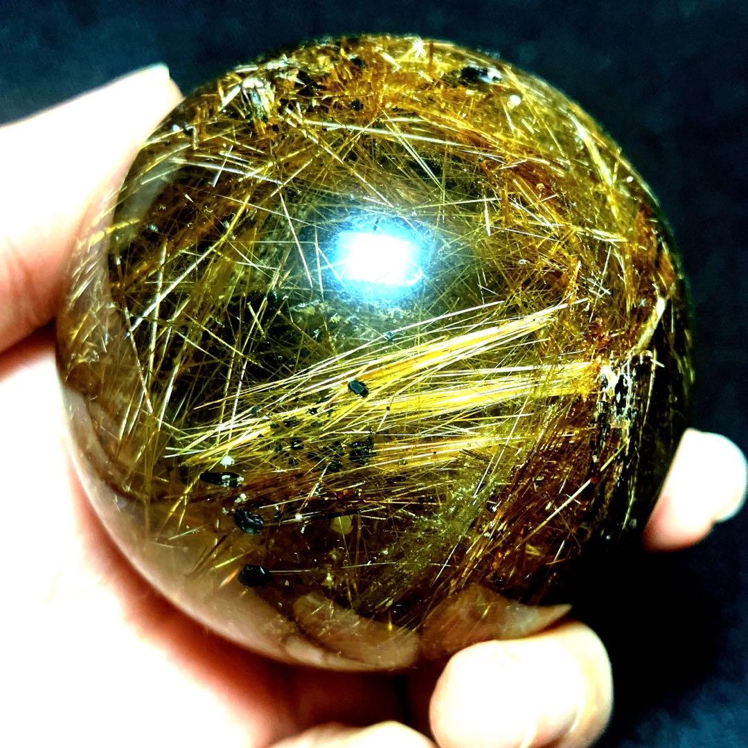 超絶綺麗✨62mm ゴールドルチルクォーツ　丸玉　スフィア　金針水晶