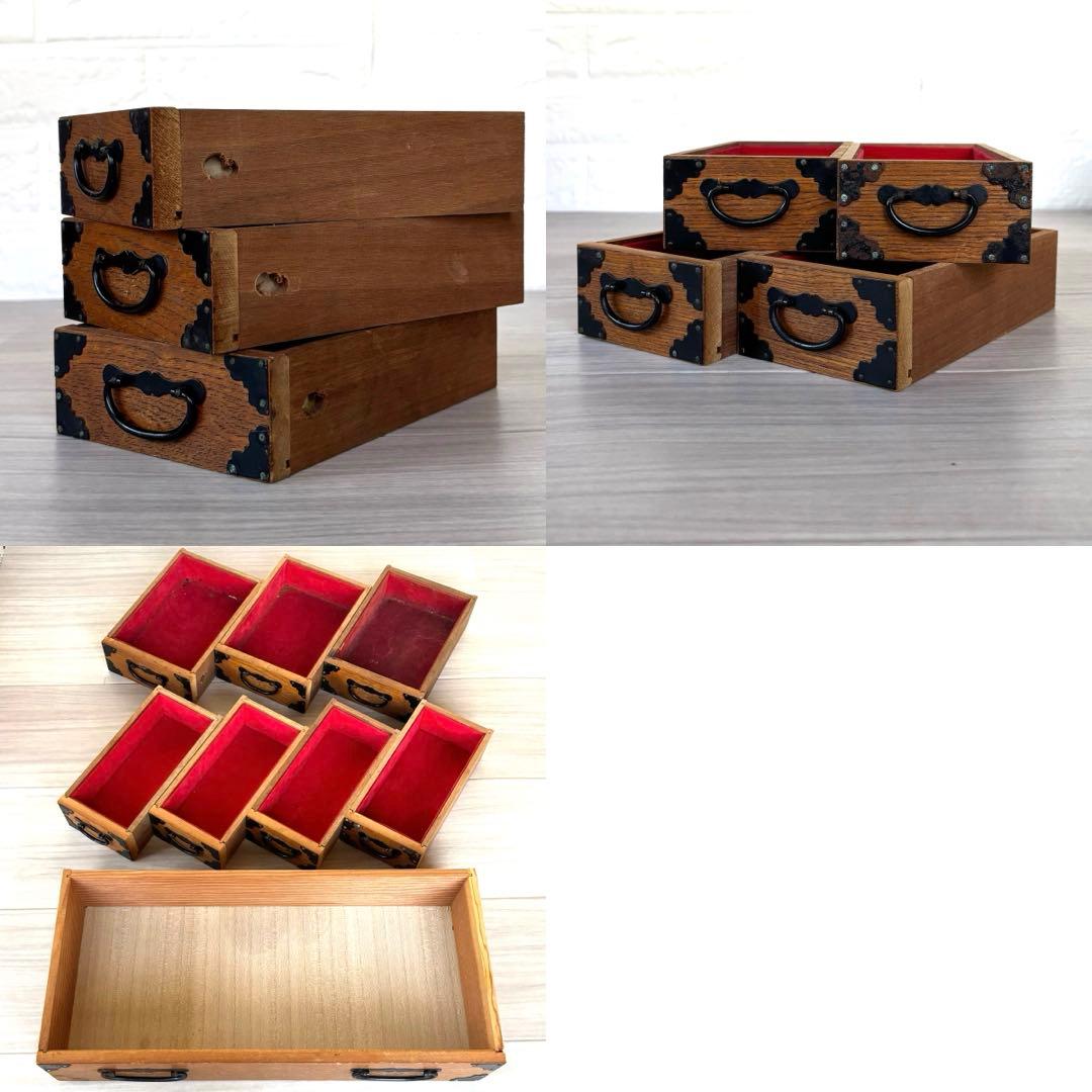 小箪笥 芳次作 和家具 レトロ アンティーク 木製小物入れ収納箱 裁縫箱 薬箪笥