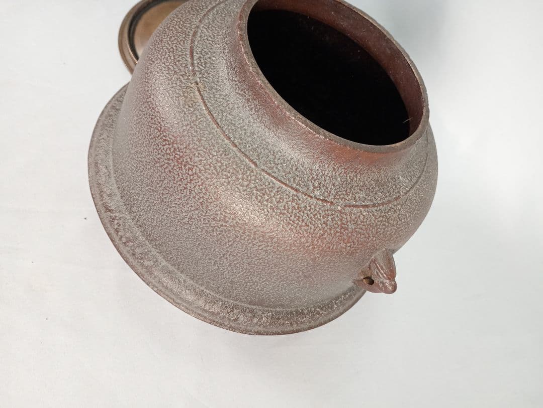 【茶道具】真形羽釜　菊池政光造　茶釜　釜367