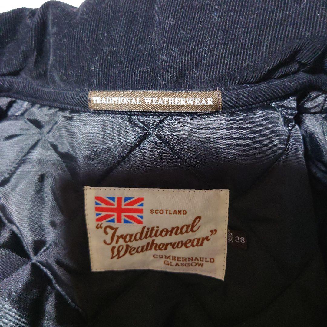 トラディショナルウェザーウェアWAVERLYキルティング人気ネイビー美品暖かい