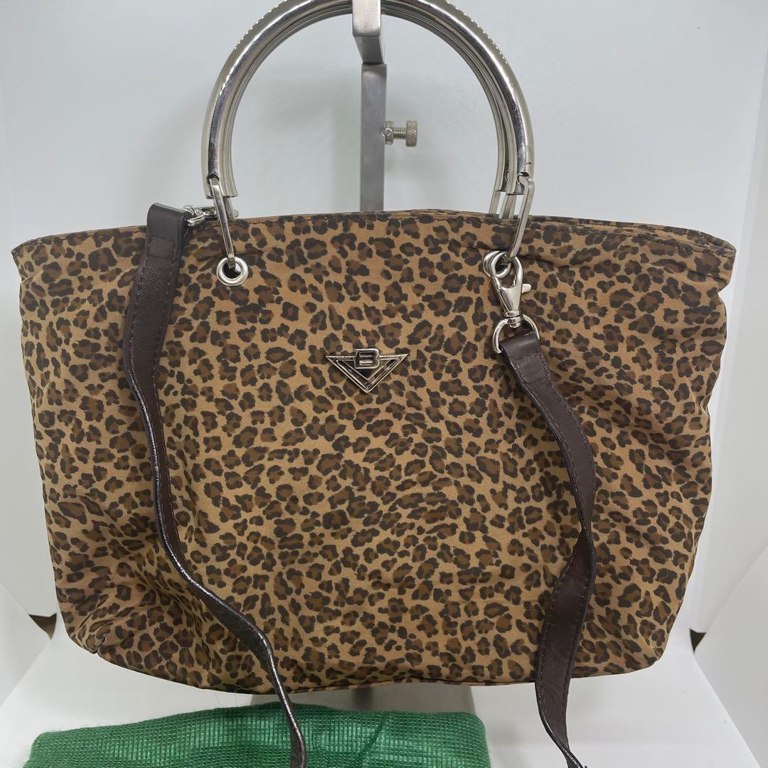 【ヴィンテージ】ボッテガヴェネタ 2WAY メタルハンドル レオパード柄