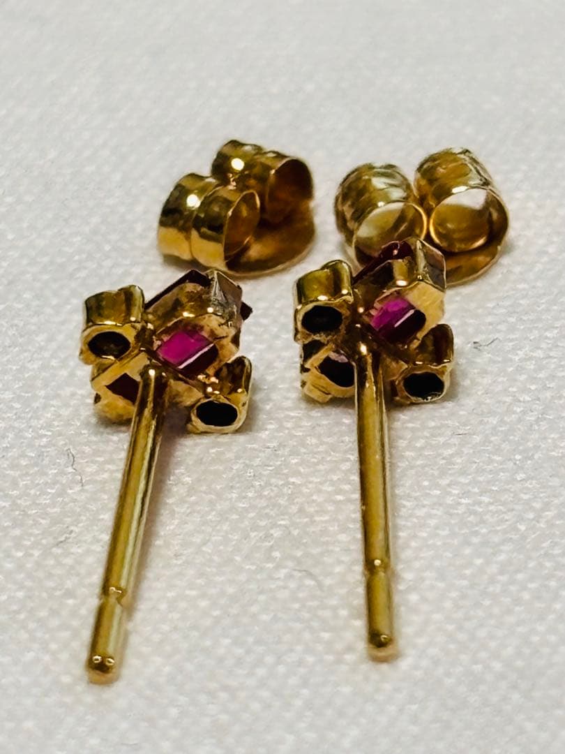 K18 ルビー ダイヤモンド ピアス