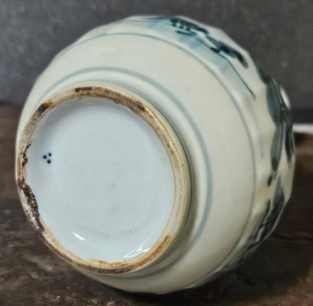 19世紀　欧州アンティーク　オランダ　 デルフト　古伊万里写　山水に花図　乳瓶