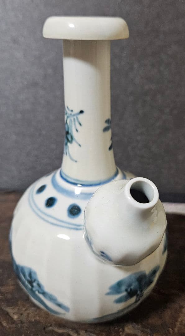 19世紀　欧州アンティーク　オランダ　 デルフト　古伊万里写　山水に花図　乳瓶