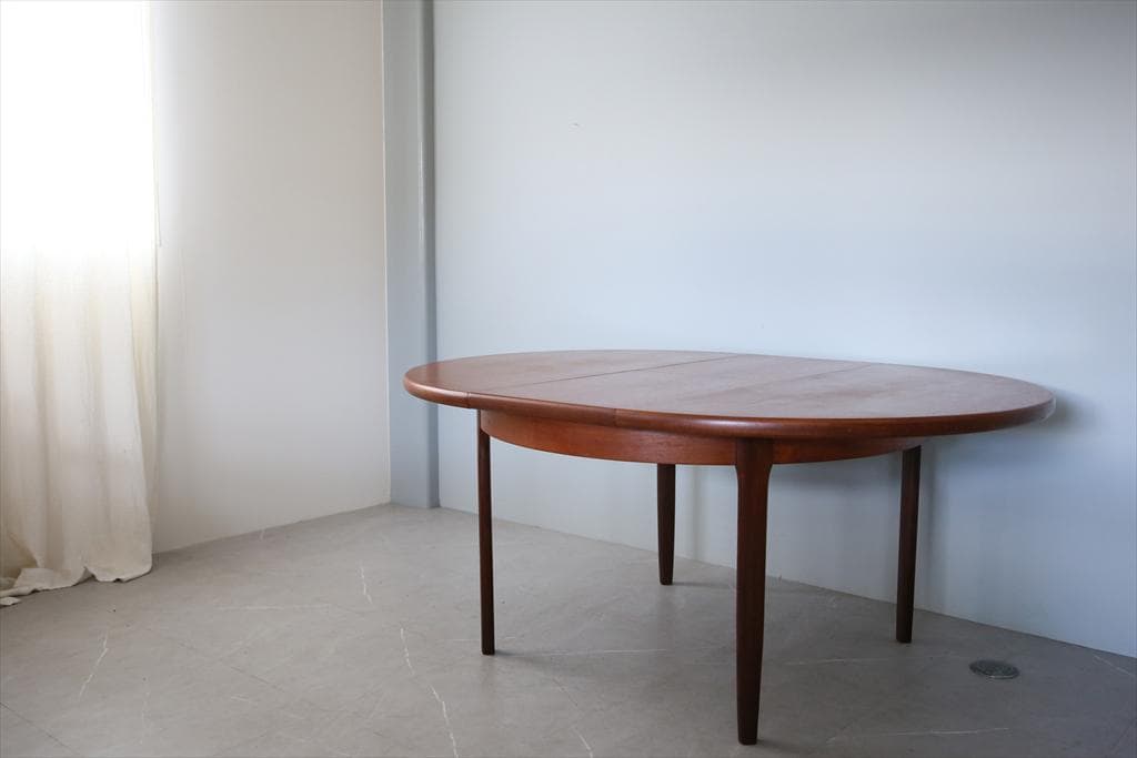 英国アンティーク伸張式ラウンドダイニングテーブル/エクステンション机92-102