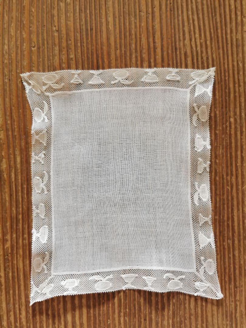 アンティーク カクテルグラス＆ゴブレット＆果実 手刺繍トリム 極薄クロス β