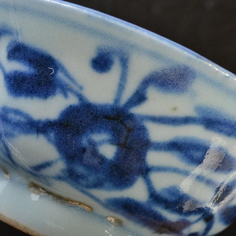 中国　青花　花文　煎茶碗　五客　時代箱付　M　R7281