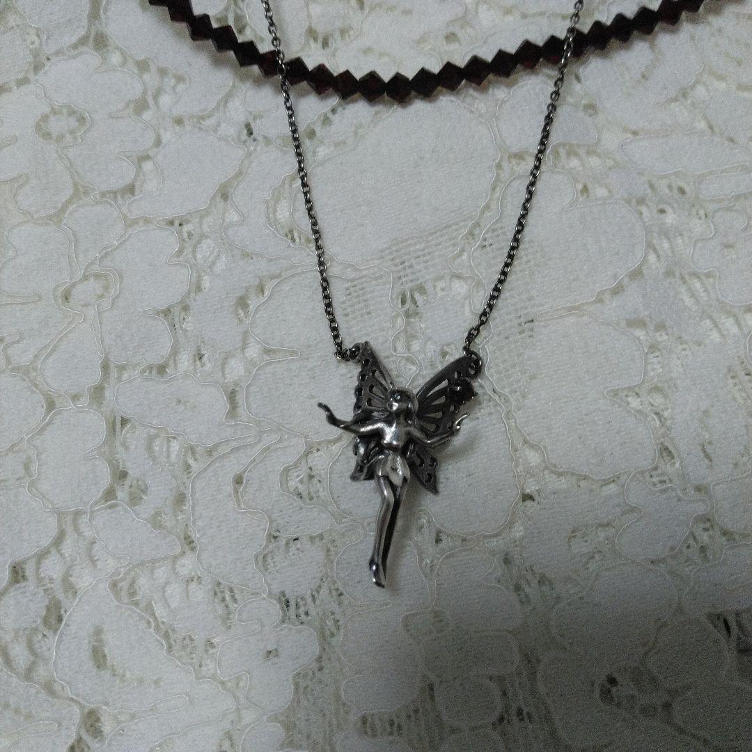 シルバー　925　妖精　フェアリー ペンダント ストーン付　ネックレス　ガーネッ