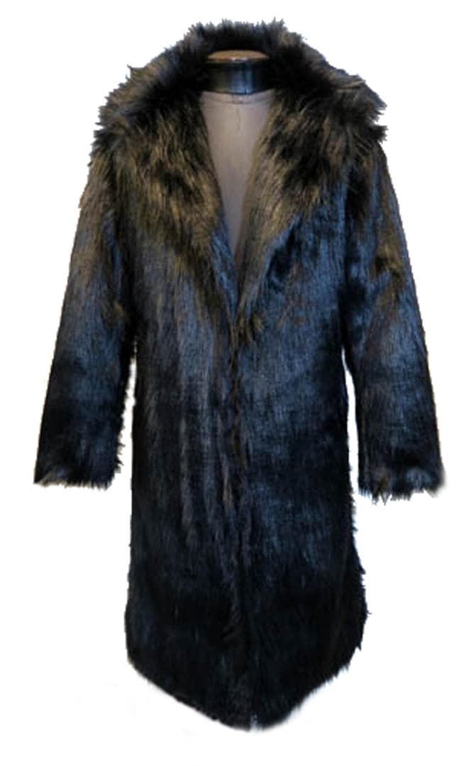 XXL ファーコート メンズ ビッグサイズ 黒ブラック ロング チェスターコート