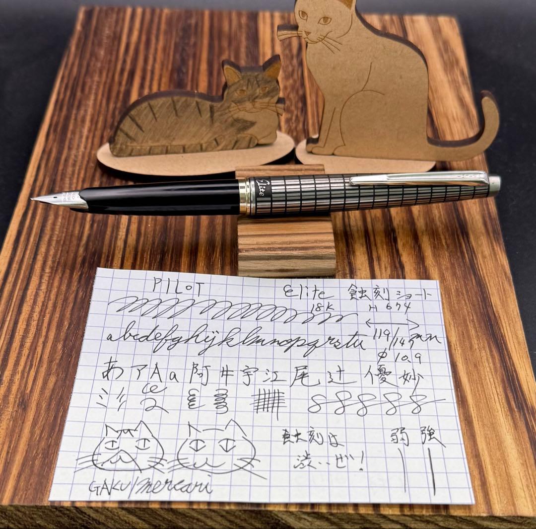 Pilot 万年筆 エリート 蝕刻 ショート 18K