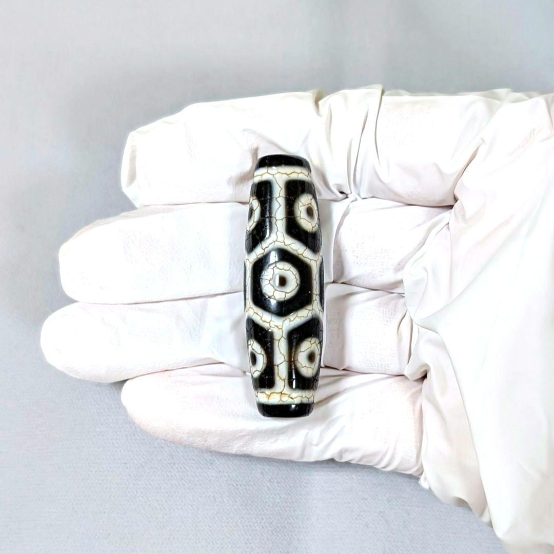 亀甲長寿九眼天珠（西蔵・老礦・龍紋）