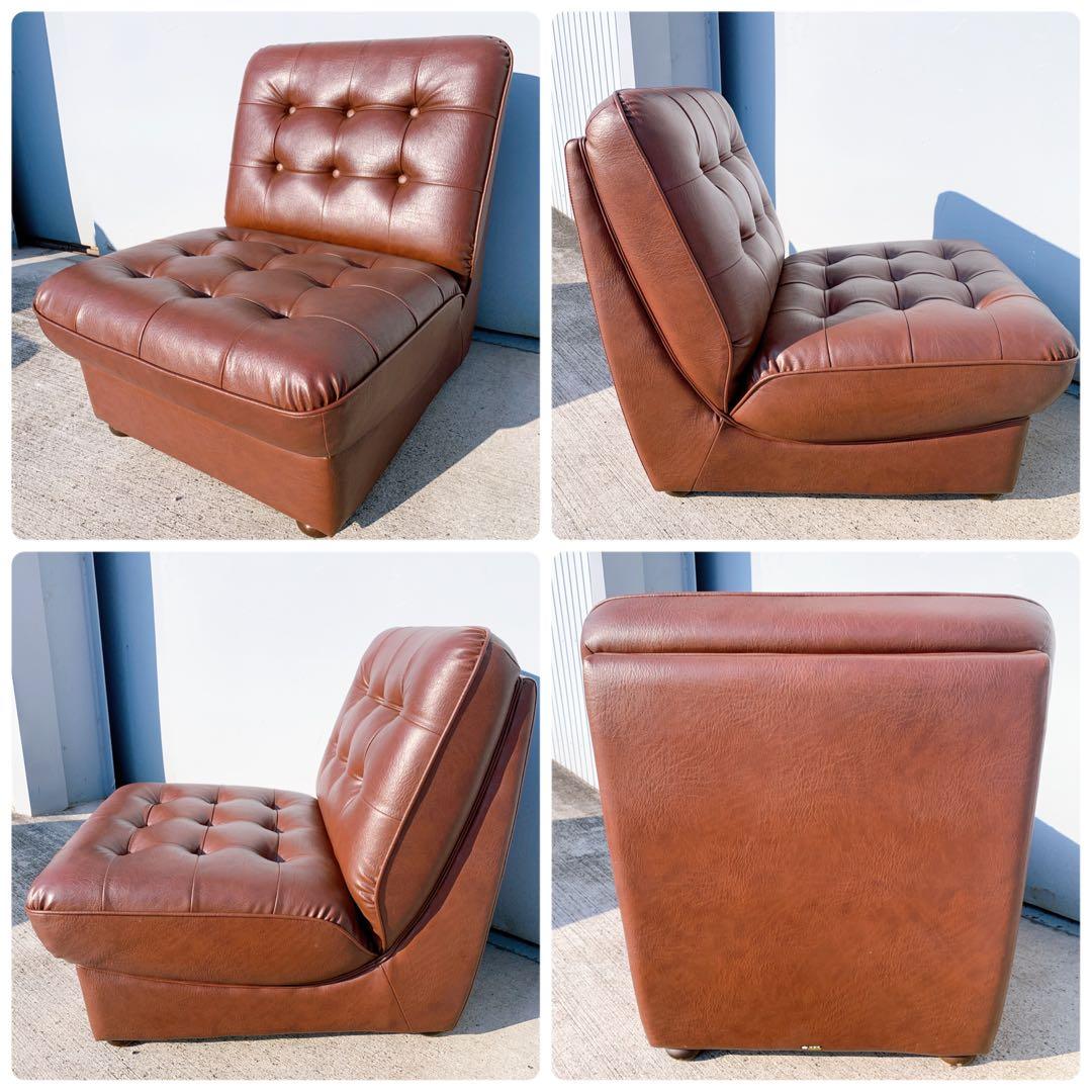 【送料無料】Karimoku カリモク 本革レザー 2人掛けソファ 昭和レトロ