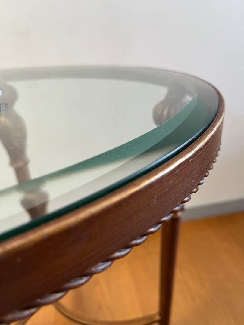 アンティーク調　ガラステーブル　ヴィンテージ　レトロモダン　ヨーロピアン　カフェ