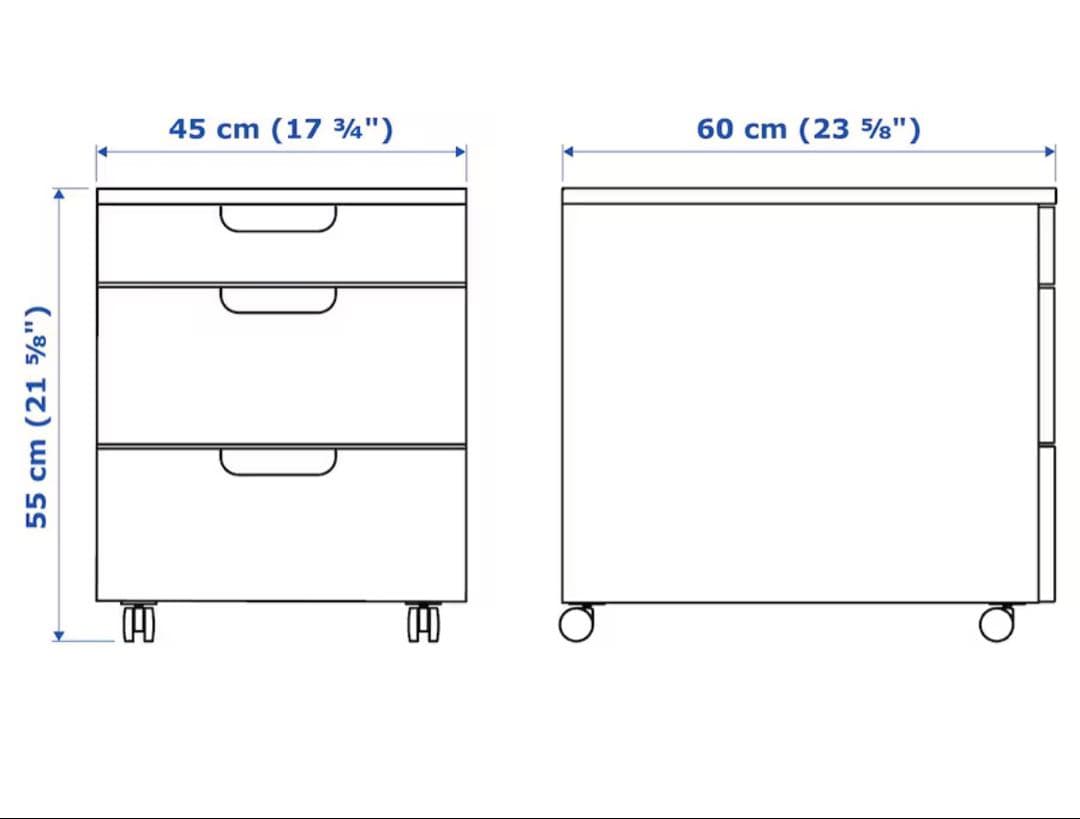 【IKEA】 ガッラント デスクワゴン オフィス ユニット 3段 キャスター付き