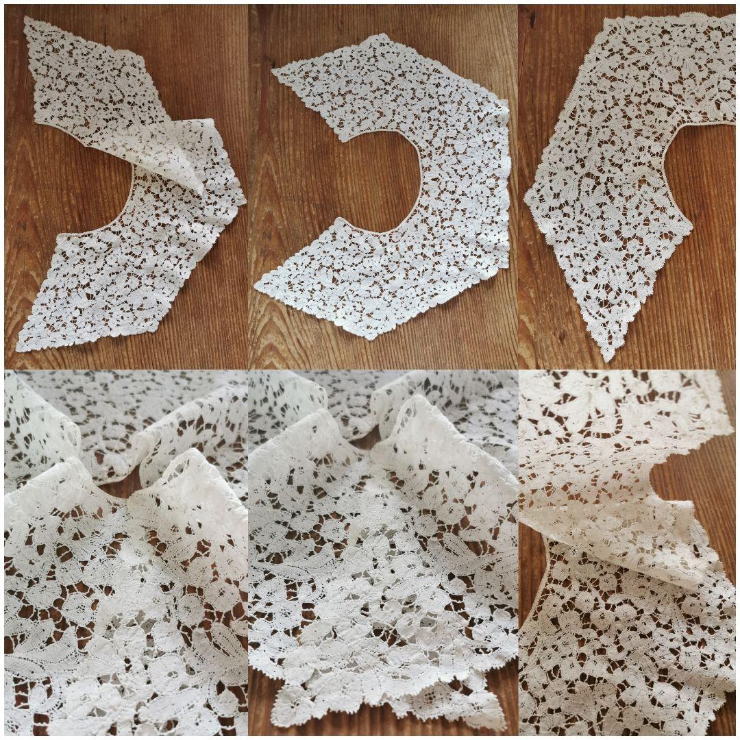 アンティーク ベルギーブルージュボビンレース付け襟 18c.ローズレアバージョン