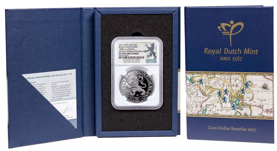 2017年 オランダ ライオンダラー 1オンス銀メダル PF70 特別ラベル