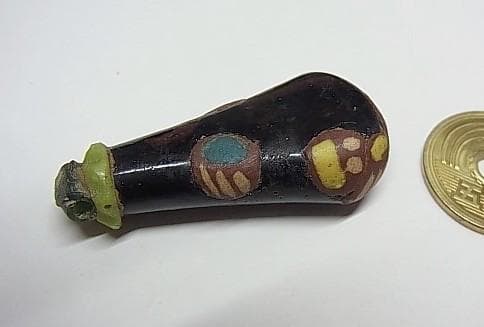 ★K0503★古代とんぼ玉 (A51) イスラム　特大ペンダント　ガラスビーズ