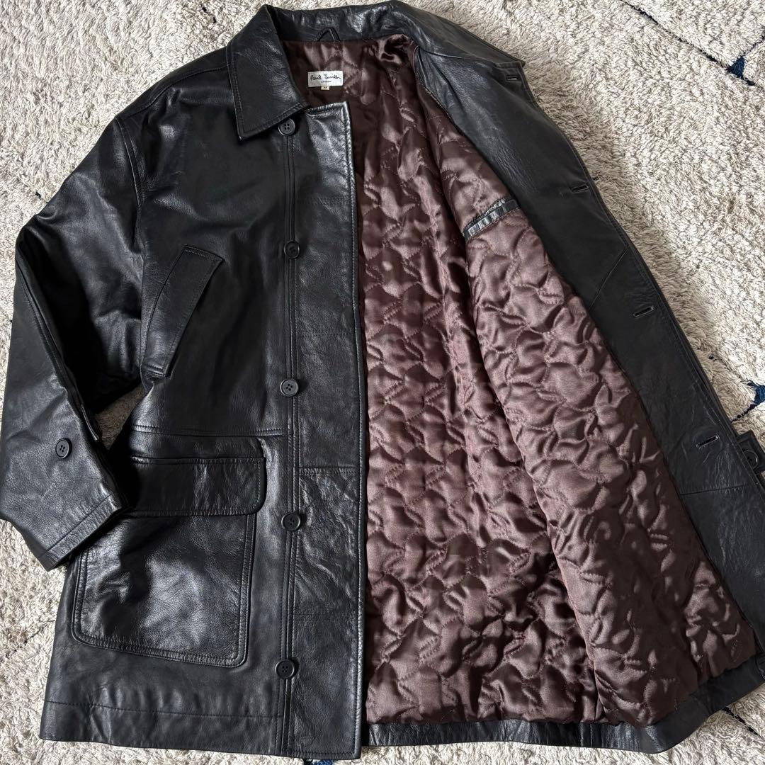 【本革✨】ポールスミス　レザーコート　ラムレザー　羊革　ロング　ブラック　黒