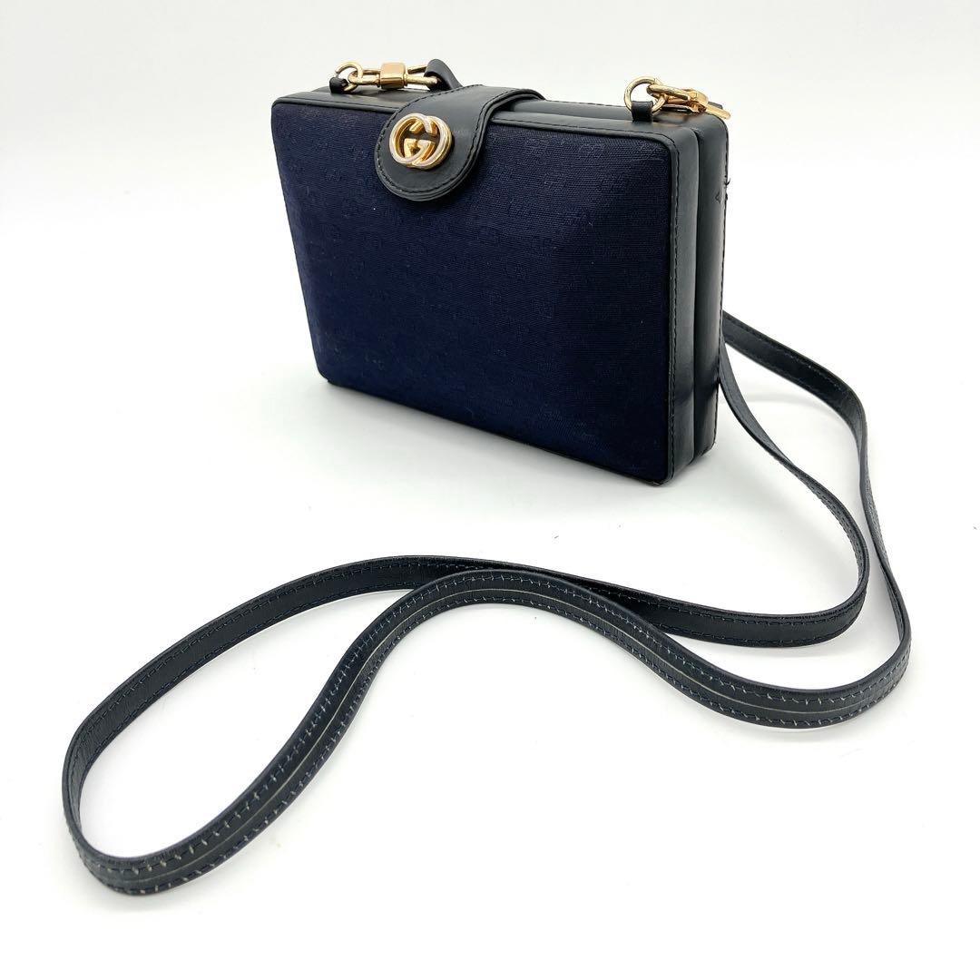 【OLD GUCCI】かっちりBox型　ミニショルダーバッグ　GG柄