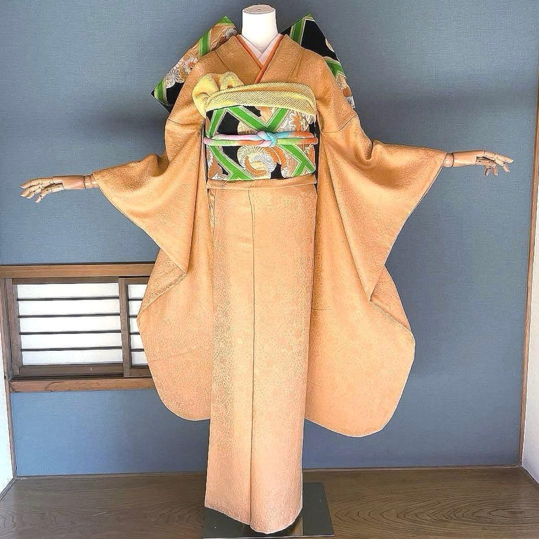 振袖フルセットますいわ屋　手染め　紋意匠　無地　成人式振袖　振袖　裄丈70