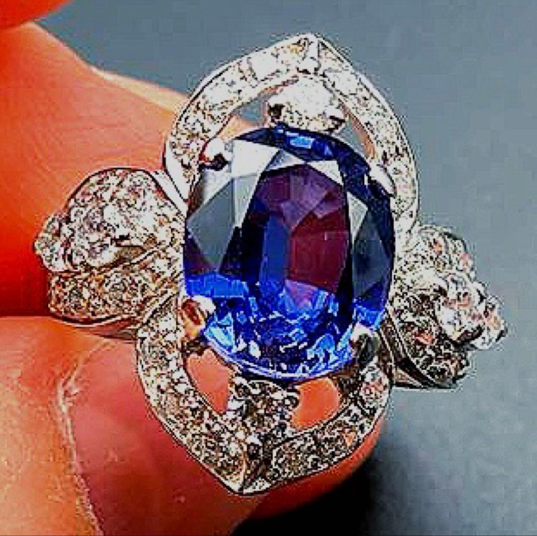 クミナタトゥスリランカ産 天然ビビッドブルーサファイア7.56ct 指輪