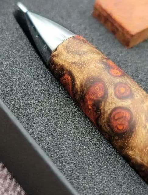 美品 こぶた工房　極上花梨瘤紅白　シャープペンシル0.5ミリ