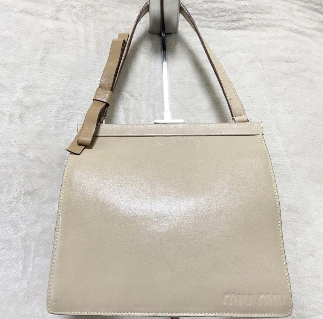 正規品　miumiu リボン　がま口　レザーバッグ　y2k archive