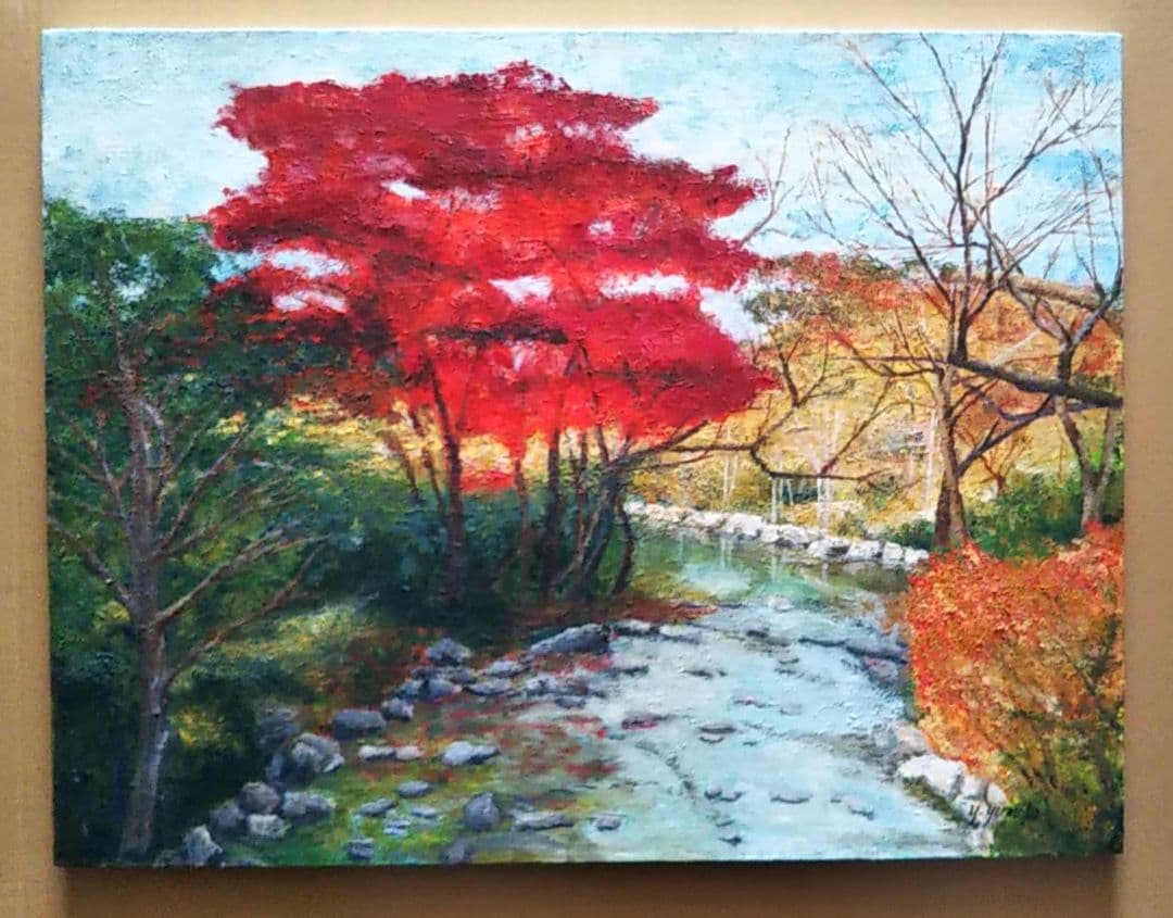 油絵 風景画 京都もみじ P10【11月】