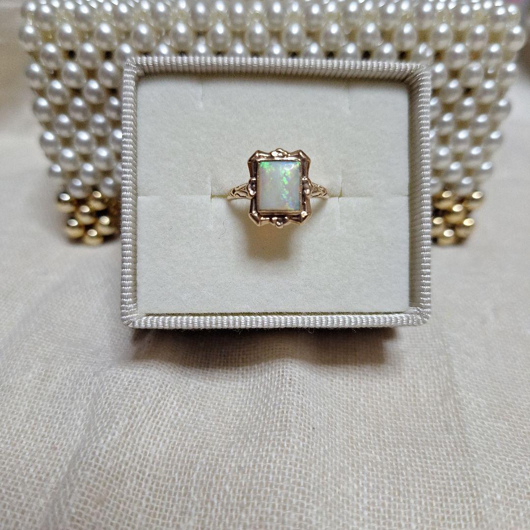 ヴィンテージ品 K10YG オパール スクエア リング