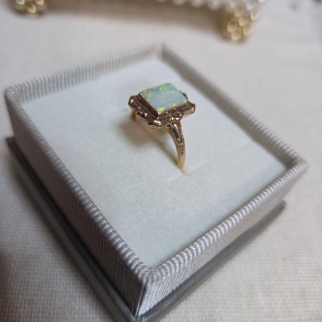 ヴィンテージ品 K10YG オパール スクエア リング