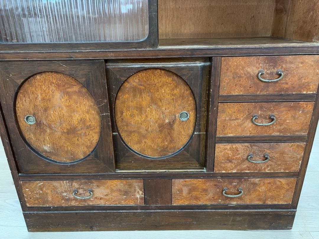茶箪笥 飾り棚 和家具 昭和レトロ 時代物 食器棚 -496-