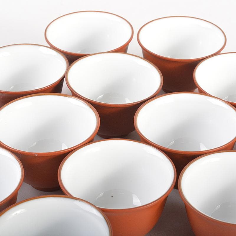 煎茶道具　紫砂　朱泥　内白釉　煎茶碗　20客まとめて　N　6285