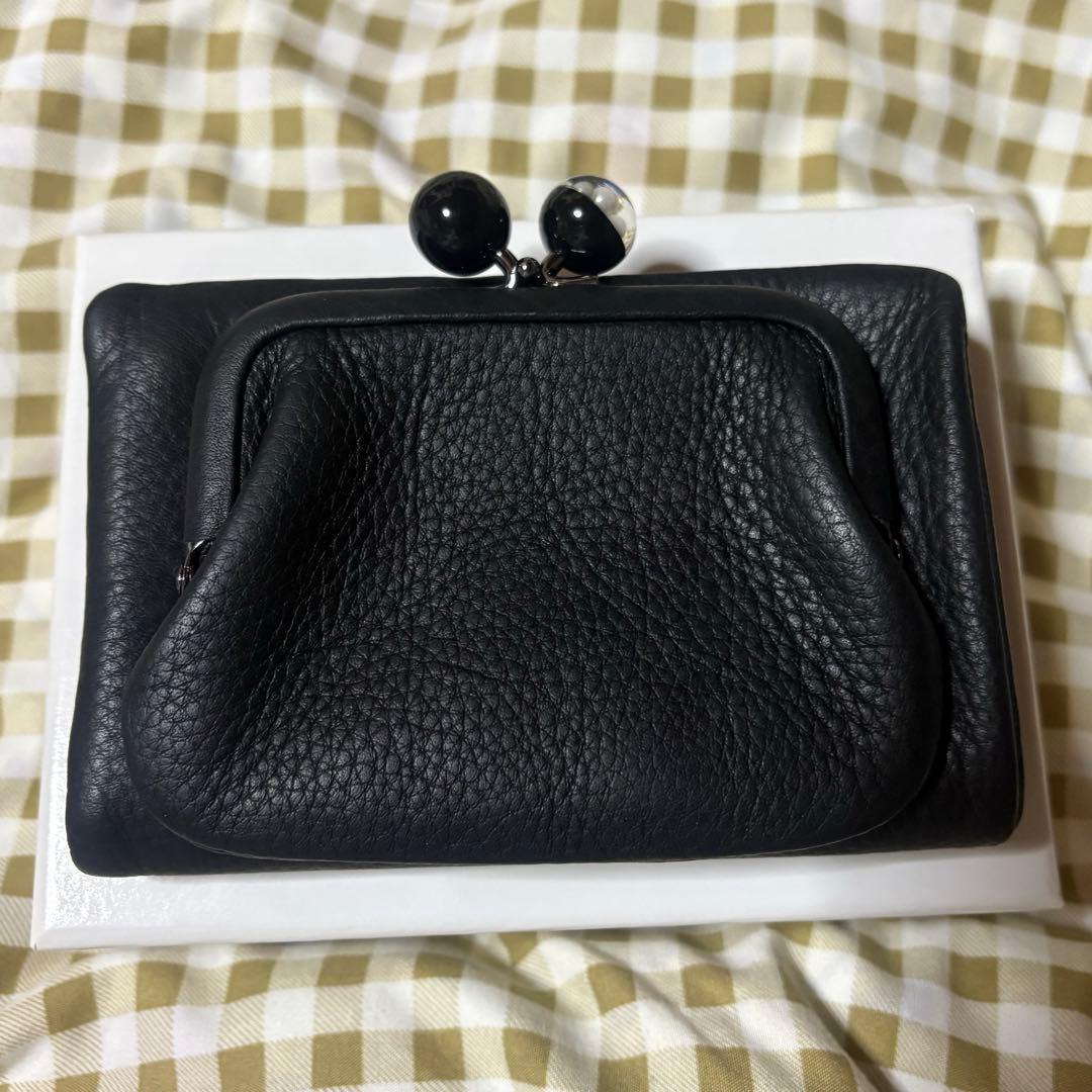 ear PAPILLONNER がま口 折り財布 ブラック