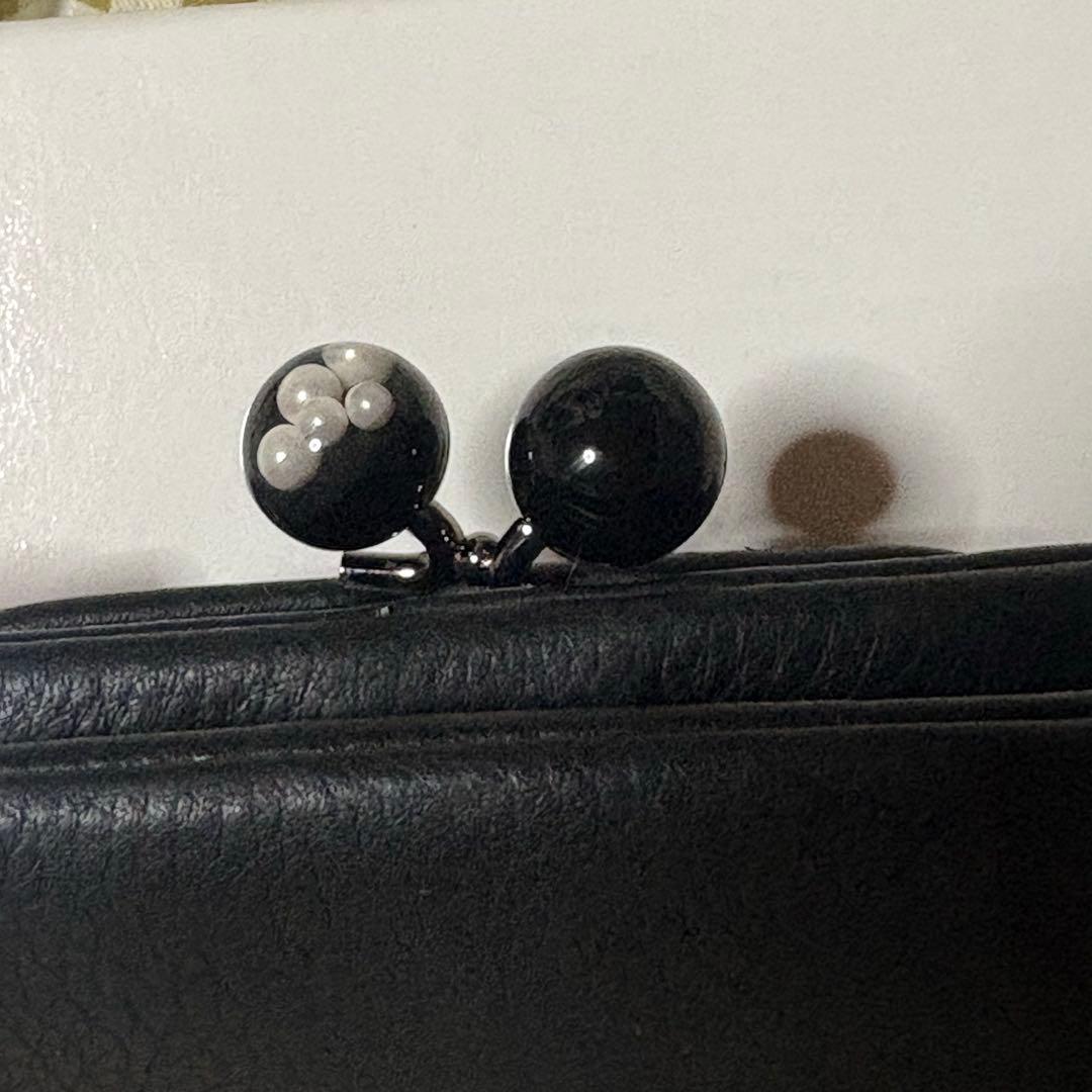 ear PAPILLONNER がま口 折り財布 ブラック