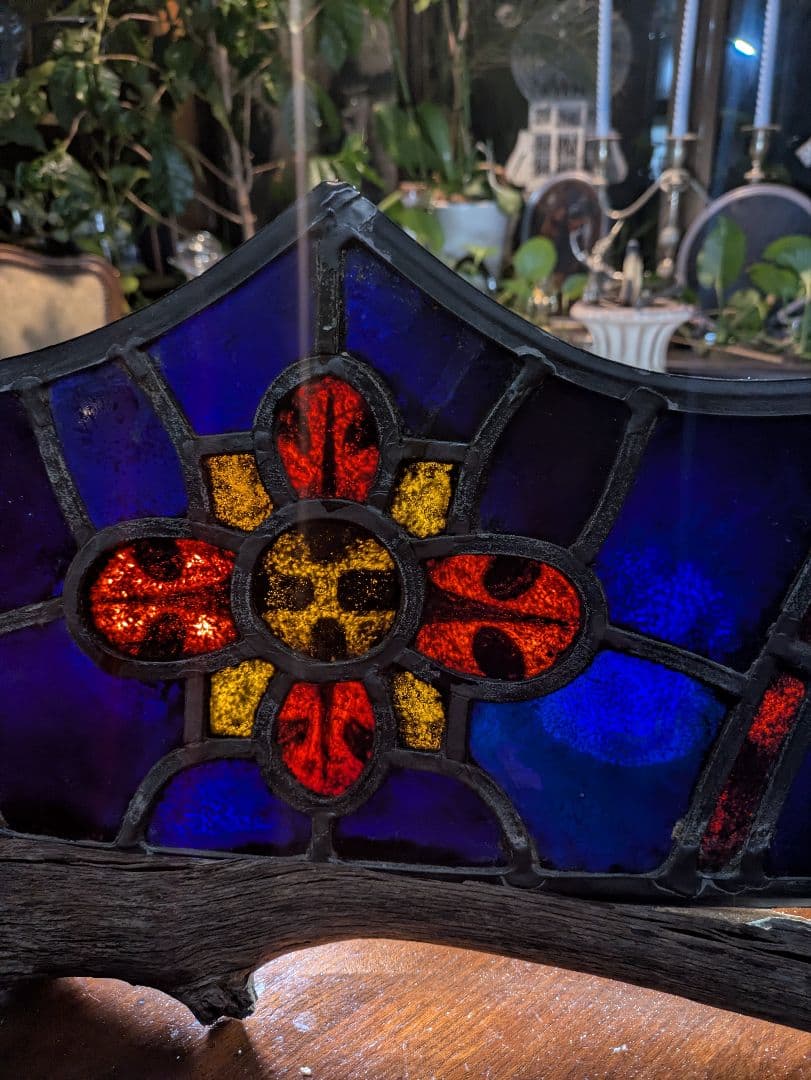 本物伝統技法！ イタリア 教会 バラ窓 アンティークステンドグラス