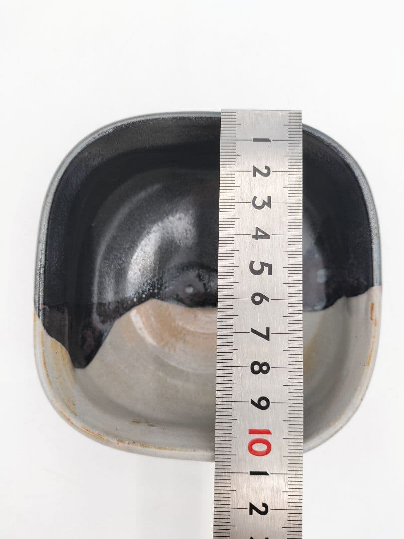 b469 茶碗 紀州焼 四方 利休梅 葵窯 寒川栖豊 木箱 茶道具 古物