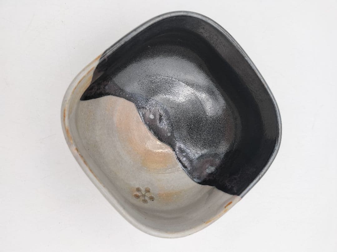 b469 茶碗 紀州焼 四方 利休梅 葵窯 寒川栖豊 木箱 茶道具 古物