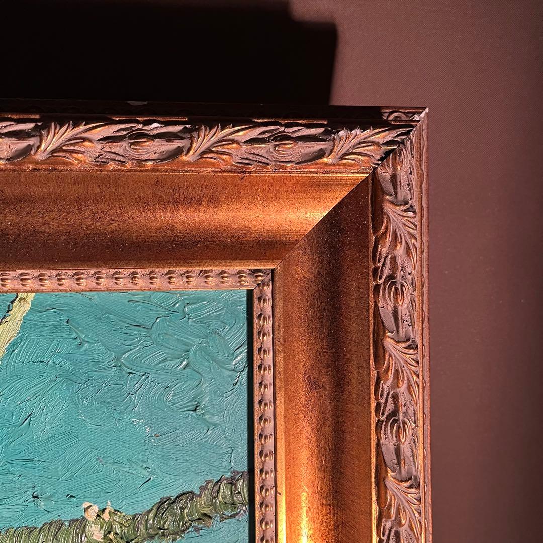 ★特大秀作★手書き油絵 ゴッホ 花咲くアーモンドの枝 額付 絵画 油彩画