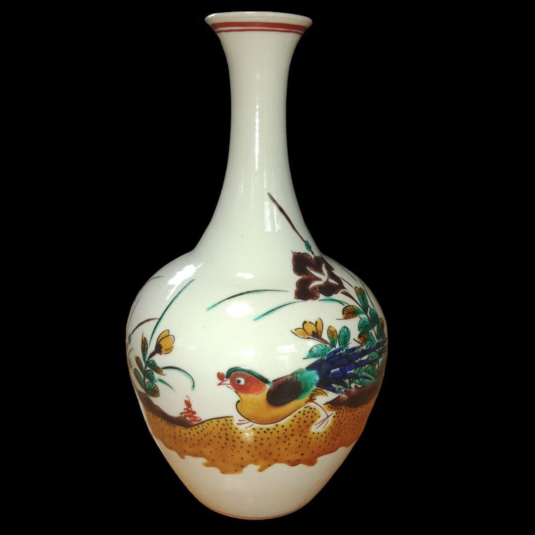 九谷焼　浅蔵五十吉　花鳥図花入　共箱付