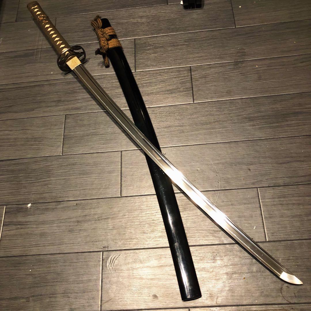 高級模造刀　樋有刀身 渋緑拵え　居合刀　太刀　本格模造刀
