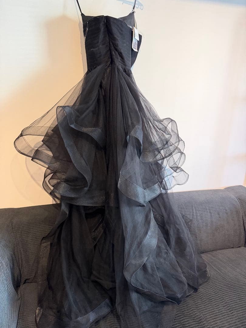 タグ付き エレガント ブラックチュールドレス タグ付き グローブ付き