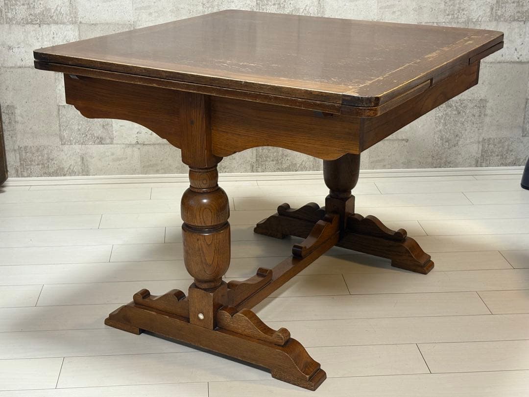 【1/5】イギリスアンティークドローリーフテーブル(ダイニングセット)※椅子別売