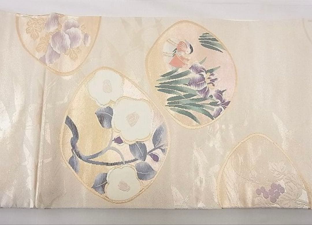 振袖フルセット6点サイズM〜Ｌ駒刺繍　流水鴛鴦花文　金彩　正絹