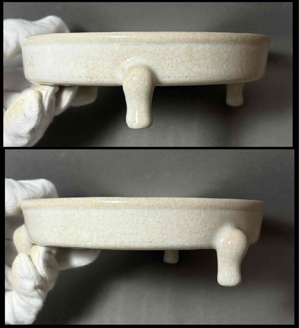 中国 三つ足丸盤(白系)　f2260120