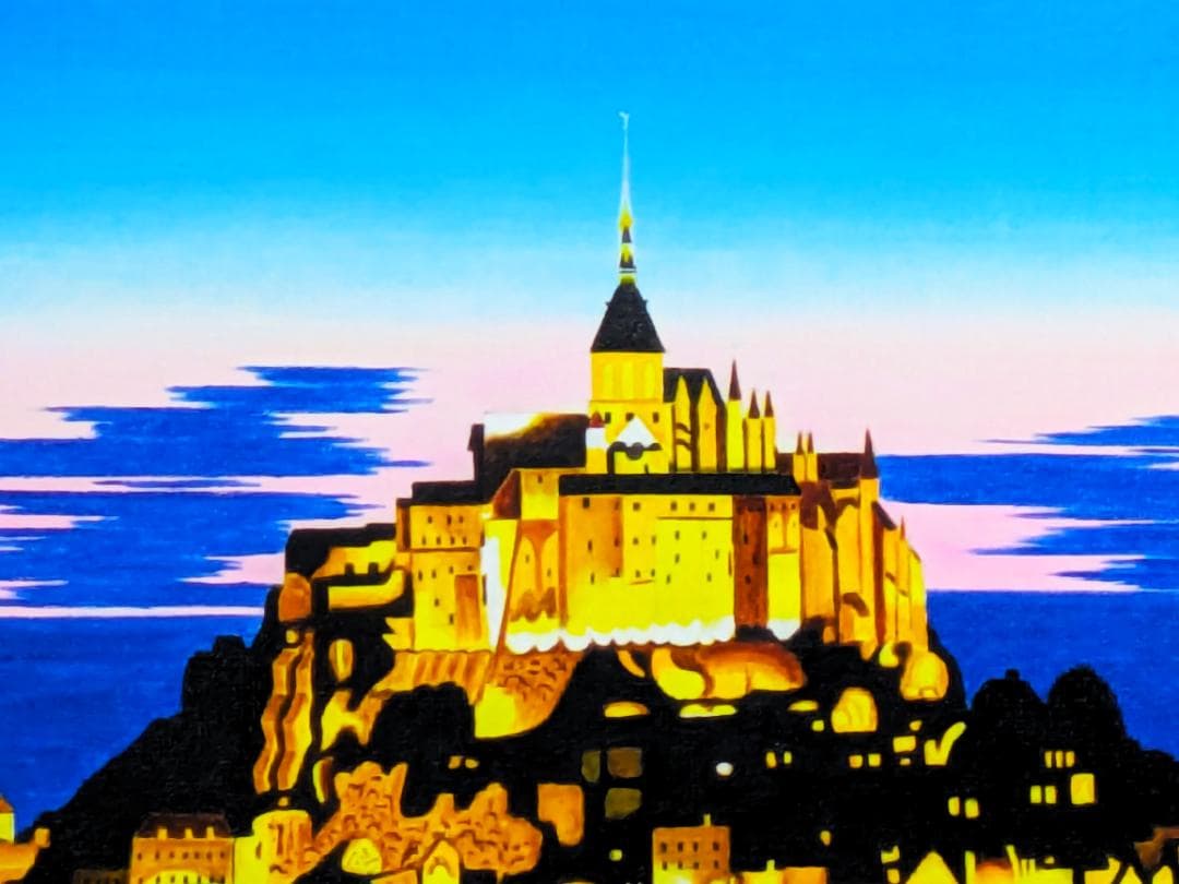 ★夕暮れのモン・サン・ミッシェル Ⅱ・肉筆油彩画・F6キャンバス