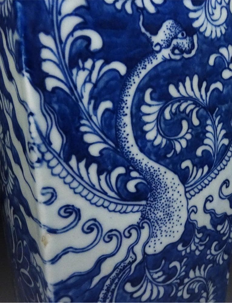 中国古玩 青花 染付鳳凰紋 花瓶 高約34cm 大清光緒年製 唐物 t96563