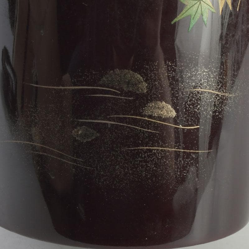 茶道具　越前塗師　中出松峰作　青楓に翡翠蒔絵　金輪寺　棗　共布共箱　V　9313